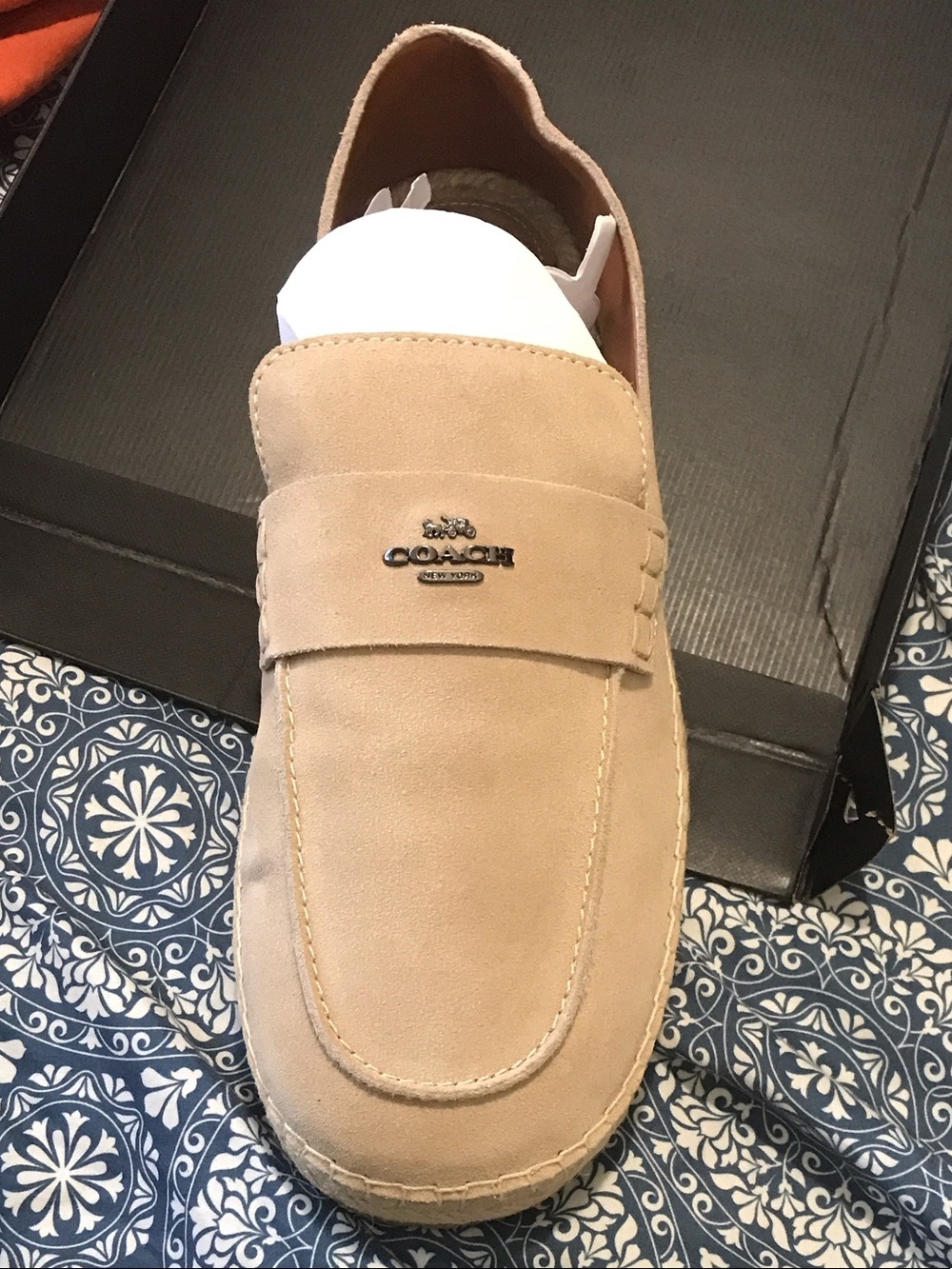 Coach Men's Suede Penny Loafers in Tan